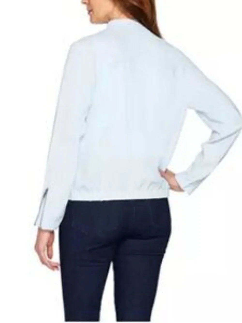Lisa Rinna Zip Front Textured Bomber Jacket